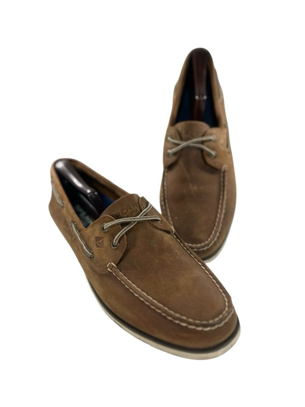 Sperry Topsiders Mens 12 M Brown Leather Slip On Boat Shoes